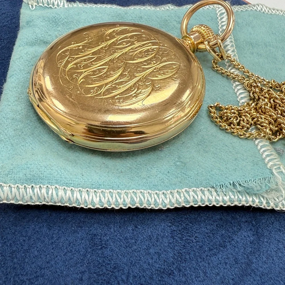 Tiffany & Co. Gold Pocket Watch with White Dial - Picture 2 of 15